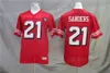 Vintage Mens 8 Steve Young 21 Deion Sanders 80 Jerry Rice 축구 유니폼 1994 Red 75th Jersey 자수 셔츠 스티치 블랙 M-XXXL