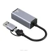 USBC till 2,5 g gigabit Ethernet -adapterkontakter typ C nätverkskort 100m RJ45 LAN 2,5 Gbps USB3.0 -omvandlare för Windows Mac OS X