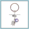 Key Rings Jewelry Fashion Drusy Druzy Keychain Mermaid Tortoise Starfish Fish Scale Charms For Women Drop Delivery 2021 S6Ijo