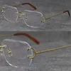 Nuovo modello in metallo senza montatura con taglio a diamante montature moda maschio CT00920 guida ottica C decorazione designer di alta qualità occhio di gatto occhiali rotondi montatura in oro 18 carati donna taglia 58