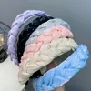 Nouveau mode femmes bandeau couleur claire à la main tressé bandeau décontracté Turban filles couleur unie cheveux accessoires