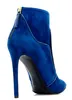 Moda yeni moda botları mavi nubuck deri sivri ayak parmakları stiletto topuk botları yüksek topuklu kış botları kadın ayakkabı ayak bileği botas