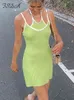 FSDA Halter Neck Green Mini Dress Bodycon 여성 민소매 등이없는 여름 해변 클럽 블루 YK 파티 드레스 섹시 J220519