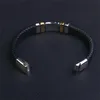 Klassisches Wickelarmband aus schwarzem Leder für Herren, Metall-Magnetverschluss, modischer Armreif, Geburtstagsgeschenk