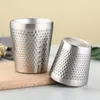 50 Stück doppelwandige Becher aus 304 Edelstahl mit Hammer-Diamant-Textur, Kaffeetasse, Bierbecher, Wasserbecher, doppelwandig, verhindert Verbrühungen