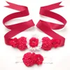 Cintos 2 pcs nupcial faixa artesanal flor elástica headband frisado pérolas vestido de cristal decoração de luxo moda feminina cintura