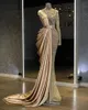 2022 Gold Luxurious Mermaid Evening Dresses Beaded Crystals Prom Dresses High Neck Formal Party Second Reception Gowns BC129980 B0422