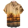 Męskie koszule męskie kokosowe drzewo kokosowe 3D nadrukowana koszula krótkie rękaw