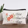 Makeup Bag Flowers Alphabet Printed Canvas Storage Bag Cosmetic Bags Large capacity pen bags 23cmx15cm RRE13629