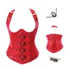 Clube das mulheres BIG PLUS TAMANHO Sexy Underbust Fivelas Góticas Aço desossado PU Olhar De Couro Halterneck Bustier Corset com Studed e Fivela S-6XL