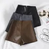Mode High Taille Shorts Vintage Slim Slit Quality Leather Short Sexy Black Red PU Dames Summer 220509