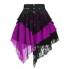 Skirt Fashion Retro Gothic Victorian Renaissance Lace Stitching Irregular High Waist Steam Punk Female 220322