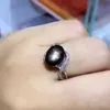 Cluster Rings Natural Starlight Black Sapphire Gem Ring Gemstone S925 Sterling Silver Trendy Big Round Environ Women Gift Jewelrycluster