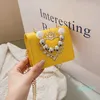 Korean small bag women's Klein Blue niche design children's Pearl messenger cross bag small square bag