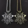 H￤nghalsband Vintage Nordic Mythology Odin Double Ax Necklace Men's Metal Punk Amulet Jewelrypendant