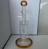 ash catcher Hookahs glass bong High Quality Yellow Bongs Lifebuoy Base Cyclone Percolator Bong Fristted Disc Oil rig bubbler water pipe Full height 9.4 inches