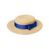 Szerokie brzegowe czapki naturalne słomki Rafi swobodny prosty w stylu college'u płytki płaski top dekoracja fedoras fedoras hatwide
