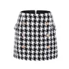 HIGH STREET Fashion Runway Designer Skirt Women's Lion Buttons Double Breasted T Wool Houndstooth Mini 220401