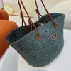 Straw Bag Shoulder Woven Bags Handbags Plain Knitting Crochet Embroidery Open Casual Tote Interior Thin Straps Leather Floral Fashion low>s Women basketa