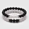 8mm Black Red Onyx Couple Beaded Bracelet White Agate Natural Stone Bracelets bangle for Men Women Fashion Fine jewelry