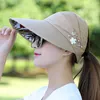 Summer Foldble Sun Pearl Flower Visor Suncreen Floppy Kvinnlig utomhus Casual Baseball Cap Hat For Woman 220627