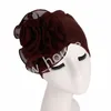 Cappelli da festa Donna Nuovo stile Bel fiore Turbante Panno elastico Testa Cap Fiori laterali Bandane da donna Accessori per capelli