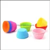 12Pcs/Set Sile Cake Mold Round Shaped Muffin Cupcake Baking Molds Kitchen Cooking Bakeware Maker Diy Decorating Tools W107 Drop Delivery 202