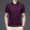 Polo da uomo estiva da golf T-shirt da uomo casual sottile in seta di gelso di lusso T-shirt da uomo semplice senza soluzione di continuità 3XL