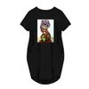 カジュアルドレス女性の夏のドレスアフリカ私は黒いセクシーな半袖の服MIDI FEMME TシャツVestidos 5xlドロップシップカシュアルです