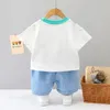 Zestawy odzieży Baby Boy Summer Ubrania 18 24 miesiące kreskówki T-shirts Tops and Shorts Dwupoziomowe stroje dla niemowląt Kids Bebes Tracksuitclo