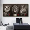 Leão animal africano com coroa abstrata pintura em tela pôster e impressão de arte de parede imagens de animais para decoração de sala de estar