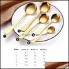 Golden Tea Spoon Stainless Steel Mini Gold Coffee For Milk Small Dinnerware Tableware Kitchen Dining Tools Lx0090 Drop Delivery 2021 Spoons