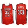 Nikivip #33 Kenny Battle Illinois Fighting Illini College College Retro Classic Basketball Jersey Mens costume número personalizado e camisas de nome