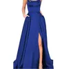 Królewskie niebieskie aksamitne sukienki wieczorowe One ramię formalny suknia imprezowa długa sukienka Maxi Specjalna wielkość Specjalne suknie