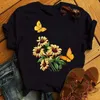 Frauen Blume Schmetterling Mode Druck T Shirt Casual Kurzarm Damen T T-shirt Weibliche Top Shirt Kleidung Frauen Grafik T-shirt 220615