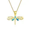 Hänge halsband söta kvinnliga blå vit opal halsband med läckra guld för kvinnor vintage djurdragare