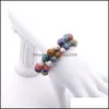 Bracelets porte-bonheur bijoux 8Mm Bracelet en pierre givrée pour hommes mode pierres naturelles perles Chakra Yoga bracelet Dh74F