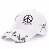 Student Młodzi mężczyźni i kobiety The Spring Summer Sun Hat White Dopasowanie baseballu Pentagram Graffiti