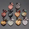 Christmas decorations 30mm Heart Shape Agate crystal stone love woven Key Chain Pendant Gemstone DIY Gift Home Decor Handmade Jewelry