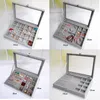 Velvet Glass Ring Earring Jewelry Display Organizer Box Tray Holder Storage Case 220727