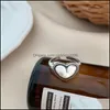 Кольца кольца ювелирные изделия Sier Retro Love Heart Hollow Open Ring Женщина Ins Trend Sweet Sexy Elegant Hip-Hop Fashion Dhfjr