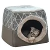 2 في 1 القط خيمة الكهف السرير لينة داخلي المغلقة مغطاة منزل الحيوانات الأليفة دافئ هريرة سرير النوم للكلاب جرو مع وسادة قابلة للإزالة 220323