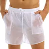 Maillots de bain transparents Shorts de bain pour hommes Sexy Cordon solide Short de plage à séchage rapide Homme Maillot de bain avec slip en maille Bulitin 220617