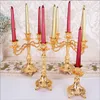 Candle Holder Luxury European table model room soft decoration light dinner props metal wedding candle