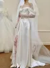 Hochzeit Kleid Weiß Neueste Off Schulter Lange hülse Spitze Hohe Schlitz Bodenlangen Brautkleider Romantische vestido de novia