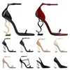 women luxury Dress Shoes high heels patent leather Gold Tone triple black nude red lady fashion sandals open toes stiletto heel Party Wedding Office pumps