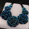 Chokers chegando colares de moda de alta qualidade, pingentes de flor azul pingentes de flores grossa para mulheres x1629 sidn22