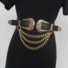 Cinture fibbie in metallo a doppia curva vintage per cintura in vita per donna a catena multistrato designer elastico abito corsetto in cintura