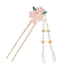 Accessori per capelli Hanfu cinese Forcine per le donne Fiore Perla Nappa lunga Step Shake Bastoncini per capelli Gioielli da sposa vintage