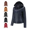 2021 nouvelle automne hiver femmes veste en cuir à capuche amovible britannique Glen mode peluche chaude veste Six couleurs Pu manteau haut L220728